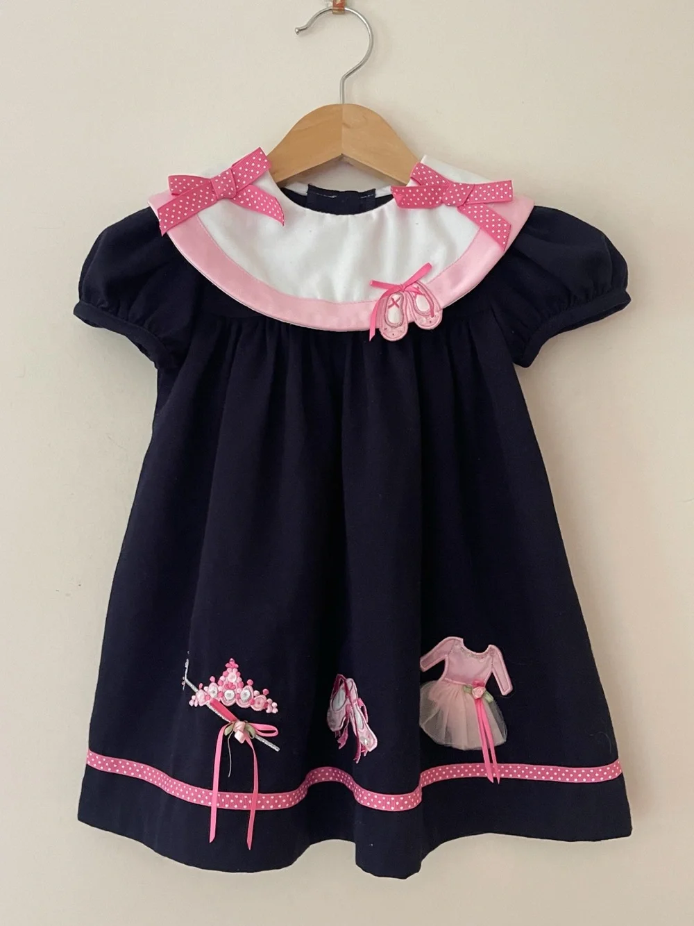 RARE EDITIONS EUC Ballerina Ballet Theme Appliqué Dress